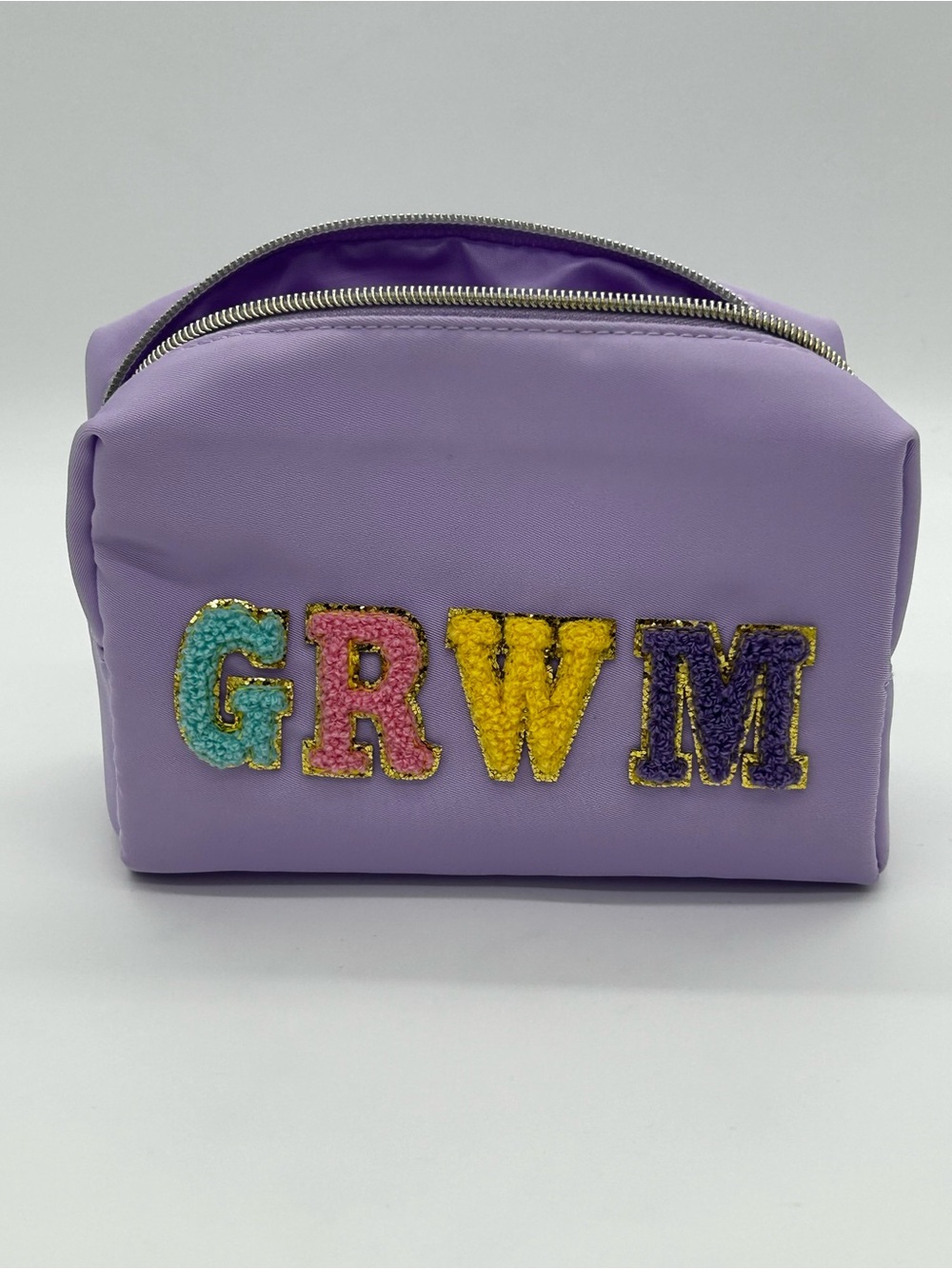 Lilac GRWM Embroidered Cosmetic Bag